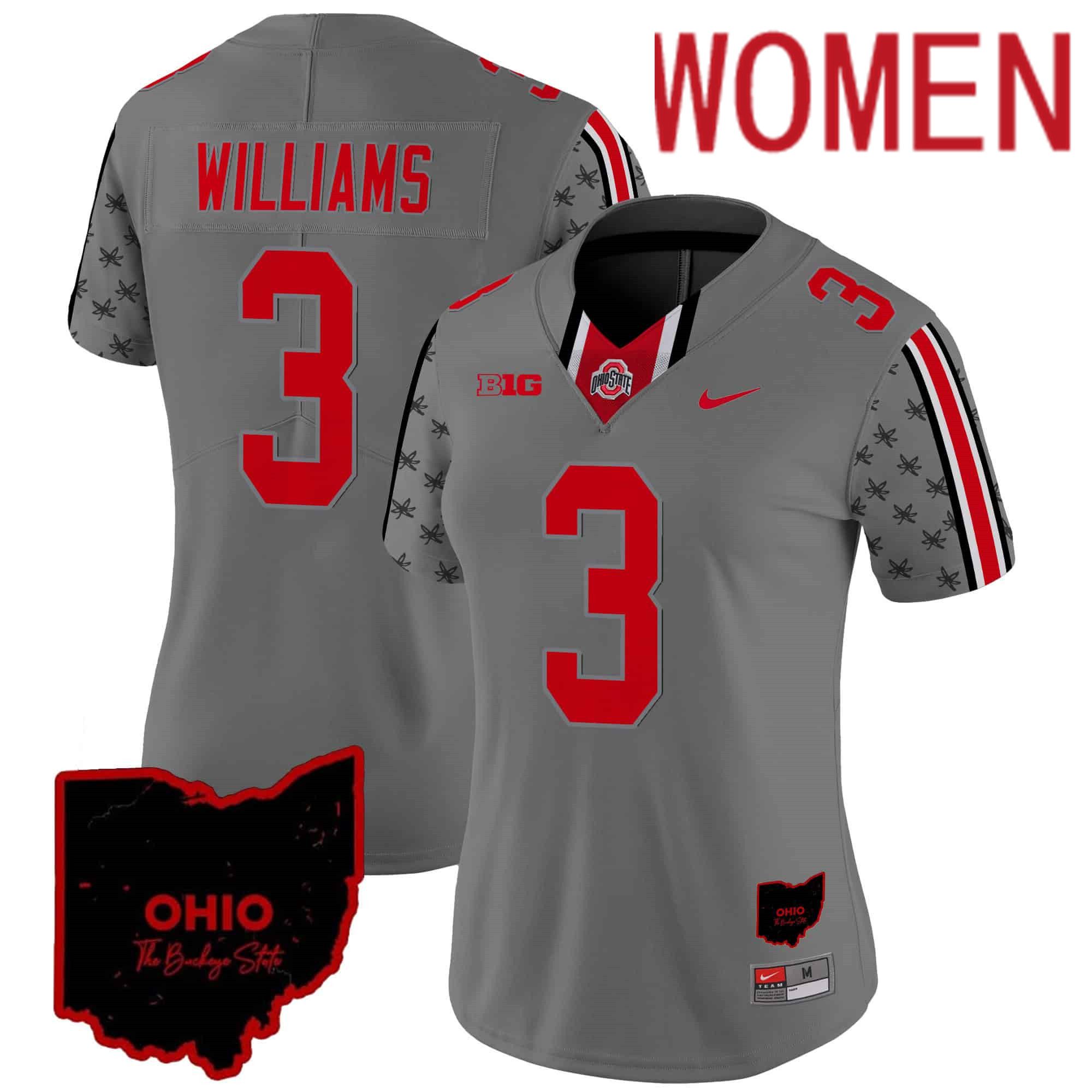 Women Ohio State Buckeyes #3 Williams Grey 2024 Nike Home Patch Vapor Limited NCAA Jersey